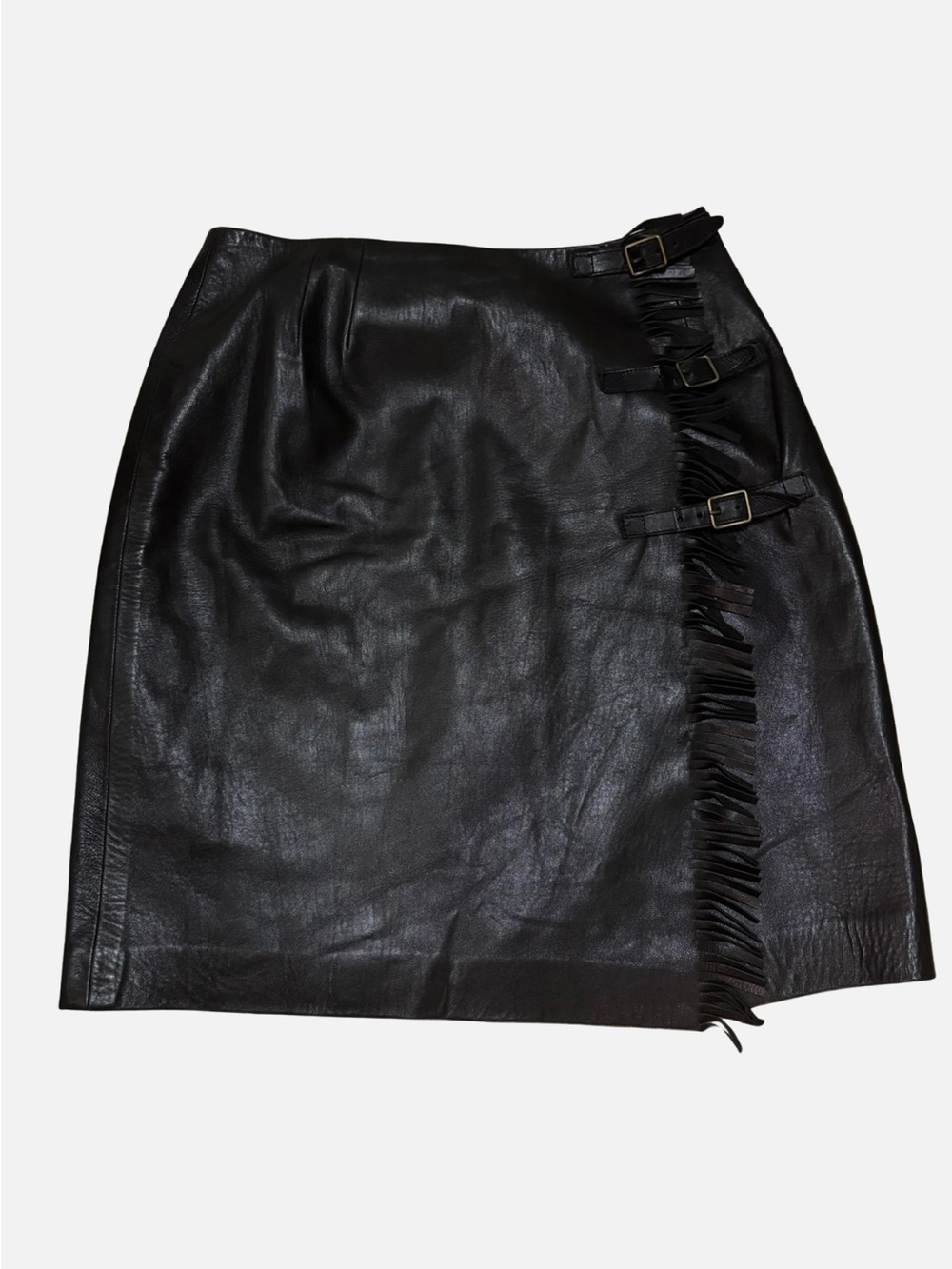 Ralph Lauren Collection Black Leather Wrap Fringe Skirt SZ 10 VTG
RARE Western - Picture 2 of 10